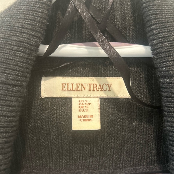 Ellen Tracy Cardigan Sweater Size S Charcoal Grey Detail Buckle - Picture 4 of 6